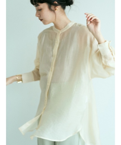 earth music&ecology(アースミュージックアンドエコロジー)の「★Mシアーシャツチュニック *(シャツ/ブラウス・レディース・サックスブルー/アイボリー/ミント/モカ・FREE)」の9枚目の写真