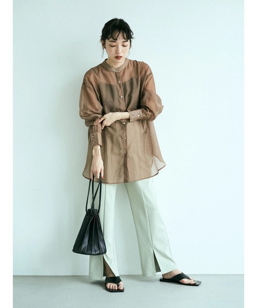 earth music&ecology(アースミュージックアンドエコロジー)の「★Mシアーシャツチュニック *(シャツ/ブラウス・レディース・サックスブルー/アイボリー/ミント/モカ・FREE)」の21枚目の写真