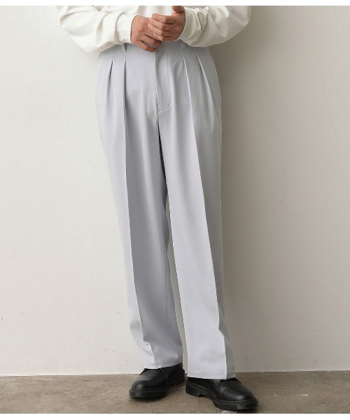 JUNRED（ジュンレッド）の「テクスチャーTRインタックワイドパンツ（スラックス・メンズ・ダークブラウン/ブラック/ベージュ/サックスブルー/ライトグレー/グリーン・M/L/S）」の6枚目の写真