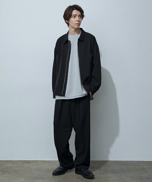 JUNRED（ジュンレッド）の「テクスチャーTRインタックワイドパンツ（スラックス・メンズ・ダークブラウン/ブラック/ベージュ/サックスブルー/ライトグレー/グリーン・M/L/S）」の13枚目の写真