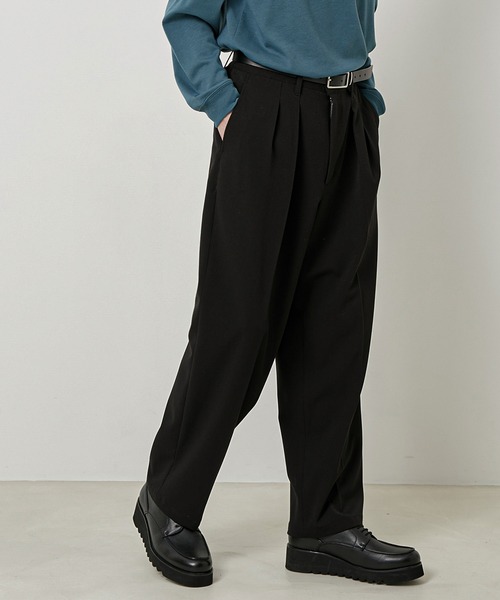 junjett　グレーとブラックのスラックス wjk - 《予約品》 wide sweat slacks pants / ワイドスラックス