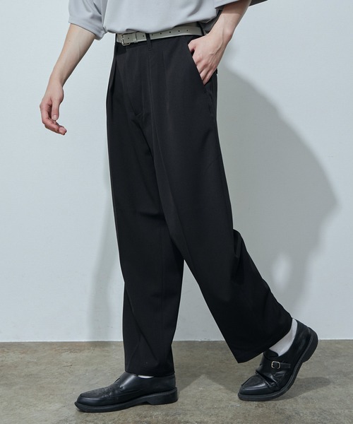 JUNRED（ジュンレッド）の「テクスチャーTRインタックワイドパンツ（スラックス・メンズ・ダークブラウン/ブラック/ベージュ/サックスブルー/ライトグレー/グリーン・M/L/S）」の16枚目の写真