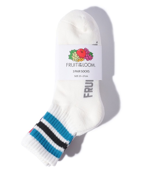 FRUIT OF THE LOOM（フルーツオブザルーム）の「クオーター丈アメリブライン３p（ソックス/靴下・メンズ・マルチ・FREE）」の4枚目の写真