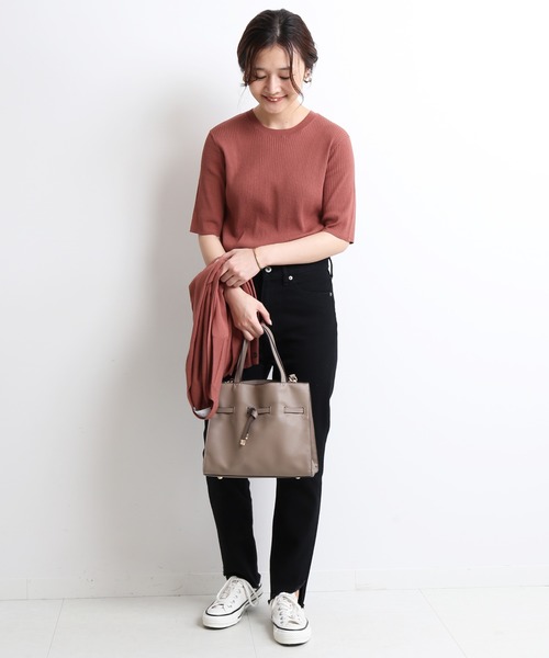 SLOBE IENA - 新品★ SLOBE IENA ウォッシャブルレーヨン5分袖リブニット SLOBE IENA（スローブイエナ）の「ウォッシャブルレーヨン5分袖