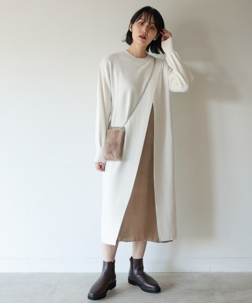 PAGEBOY（ページボーイ）の「プリーツレイヤードニットワンピース（ワンピース・レディース・オフホワイト/ブラック/ダークブラウン・FREE）」の13枚目の写真