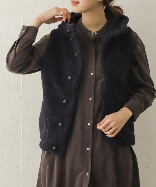 GYMPHLEX（ジムフレックス）の「GYMPHLEX　T/A ボアフードベスト（その他アウター・レディース・ネイビー/ブラウン/アイボリー・14）」の5枚目の写真