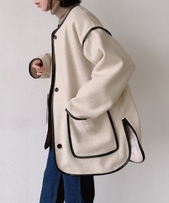 新品未使用NOLLEY'S Sophi ギマメッシュ パイピングジャケット 36 セール】ウォッシャブルギマメッシュパイピングジャケット（ノーカラー