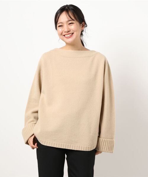 qualite（カリテ）の「カシミヤ混ボートハイネックプルオーバー（ニット/セーター・レディース・キャメル/モカ/オフホワイト/ライム・フリー）」の4枚目の写真