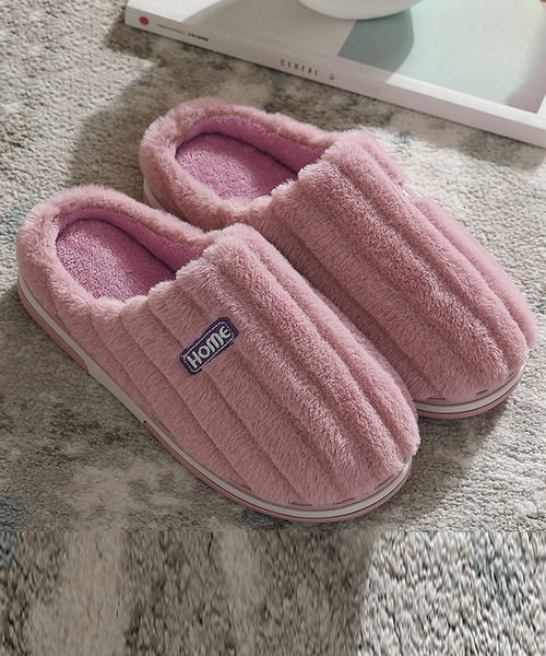 DAY CLOSET（デイ クローゼット）の「ロゴ入りあったかふわふわファーのぺたんこスリッパサンダル レディース 室内履き（ルームシューズ/スリッパ・レディース・パープル/グレー/ライトピンク/グレー系その他/ピンク・23cm/25cm/27cm/24cm/26cm）」の3枚目の写真