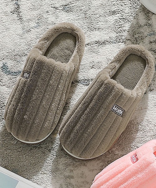 DAY CLOSET（デイ クローゼット）の「ロゴ入りあったかふわふわファーのぺたんこスリッパサンダル レディース 室内履き（ルームシューズ/スリッパ・レディース・パープル/グレー/ライトピンク/グレー系その他/ピンク・23cm/25cm/27cm/24cm/26cm）」の9枚目の写真