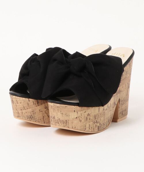 MIIA（ミーア）の「リボンコルクサンダル（サンダル・レディース・ブラック/インディゴブルー/パープル/オフホワイト・MEDIUM/LARGE）」の3枚目の写真