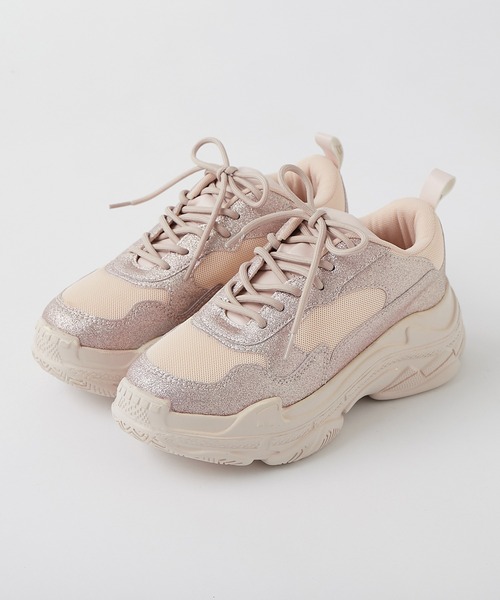 one after another NICE CLAUP（ワンアフターアナザーナイスクラップ）の「グリッター厚底スニーカー（スニーカー・レディース・オフホワイト/アイボリー・LL/S/M/L）」の3枚目の写真