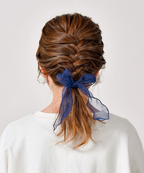 CALIFORNIA OUTFITTERS（カリフォルニア アウトフィッターズ）の「【LULKA（ルールカ）】コプチャンバンドシフォンリボンシュシュ（ヘアゴム・レディース・ホワイト/ブラック/ピンク/ブルー/グリーン・ONESIZE）」の4枚目の写真