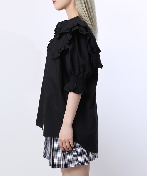 WC（ダブル シー）の「ダブルフリル半袖ブラウス（シャツ/ブラウス・レディース・ホワイト/ブラック/ベージュ/ブラック系その他・FREE）」の5枚目の写真