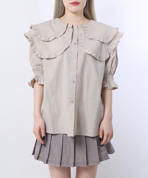 WC（ダブル シー）の「ダブルフリル半袖ブラウス（シャツ/ブラウス・レディース・ホワイト/ブラック/ベージュ/ブラック系その他・FREE）」の10枚目の写真