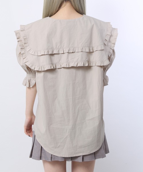 WC（ダブル シー）の「ダブルフリル半袖ブラウス（シャツ/ブラウス・レディース・ホワイト/ブラック/ベージュ/ブラック系その他・FREE）」の8枚目の写真