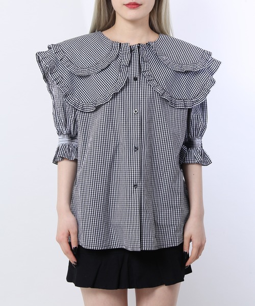 WC（ダブル シー）の「ダブルフリル半袖ブラウス（シャツ/ブラウス・レディース・ホワイト/ブラック/ベージュ/ブラック系その他・FREE）」の16枚目の写真