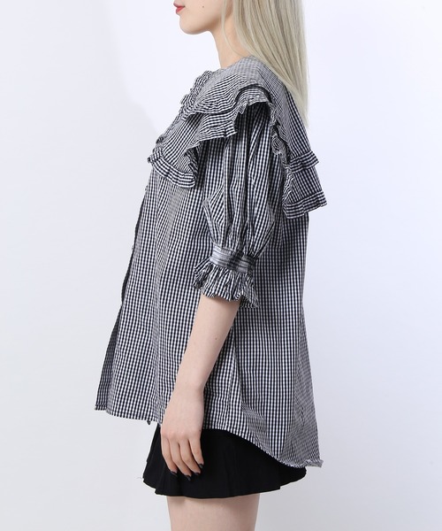 WC（ダブル シー）の「ダブルフリル半袖ブラウス（シャツ/ブラウス・レディース・ホワイト/ブラック/ベージュ/ブラック系その他・FREE）」の13枚目の写真