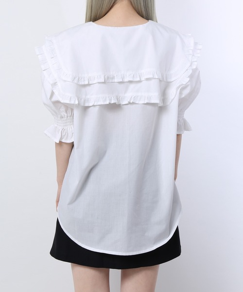 WC（ダブル シー）の「ダブルフリル半袖ブラウス（シャツ/ブラウス・レディース・ホワイト/ブラック/ベージュ/ブラック系その他・FREE）」の9枚目の写真