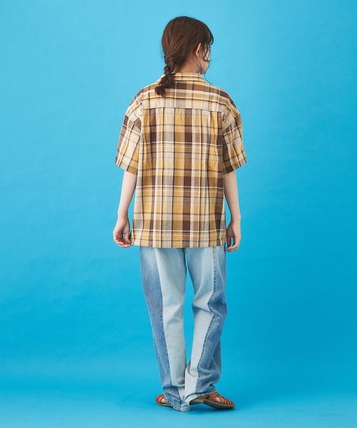 CUBE SUGAR（キューブシュガー）の「先染めチェック オープンカラーシャツ（シャツ/ブラウス・レディース・ネイビー/マルチ/ピンク/イエロー・M）」の9枚目の写真