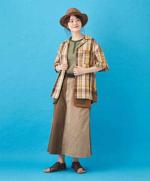 CUBE SUGAR（キューブシュガー）の「先染めチェック オープンカラーシャツ（シャツ/ブラウス・レディース・ネイビー/マルチ/ピンク/イエロー・M）」の10枚目の写真