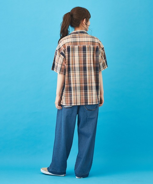 CUBE SUGAR（キューブシュガー）の「先染めチェック オープンカラーシャツ（シャツ/ブラウス・レディース・ネイビー/マルチ/ピンク/イエロー・M）」の13枚目の写真