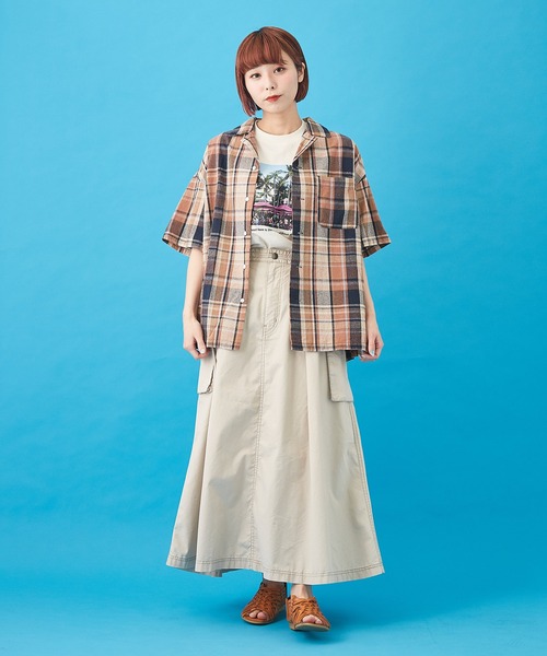 CUBE SUGAR（キューブシュガー）の「先染めチェック オープンカラーシャツ（シャツ/ブラウス・レディース・ネイビー/マルチ/ピンク/イエロー・M）」の14枚目の写真