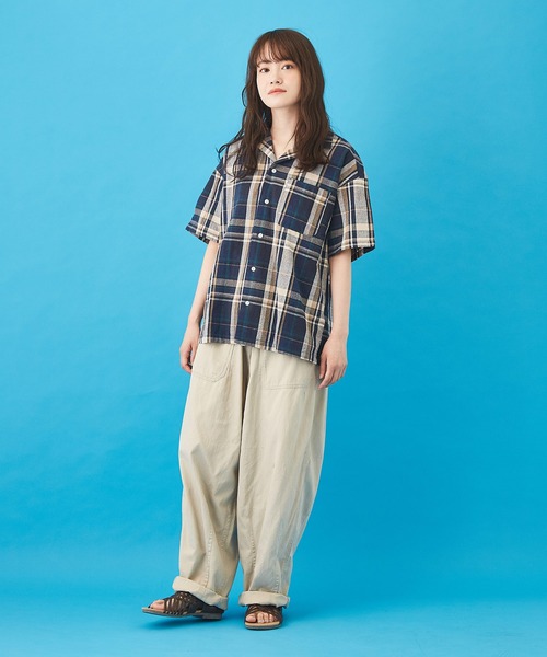 CUBE SUGAR（キューブシュガー）の「先染めチェック オープンカラーシャツ（シャツ/ブラウス・レディース・ネイビー/マルチ/ピンク/イエロー・M）」の15枚目の写真