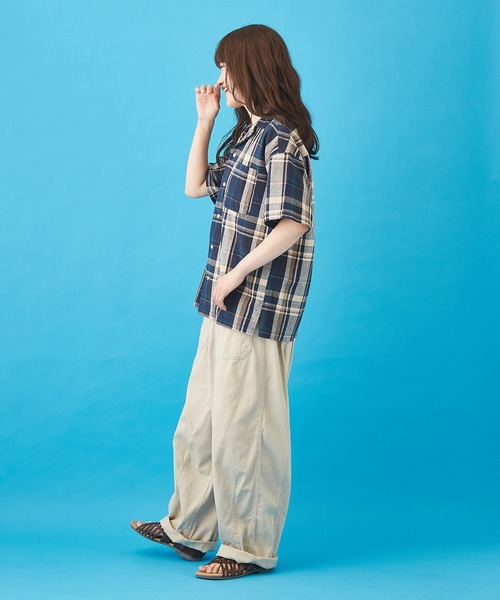 CUBE SUGAR（キューブシュガー）の「先染めチェック オープンカラーシャツ（シャツ/ブラウス・レディース・ネイビー/マルチ/ピンク/イエロー・M）」の16枚目の写真