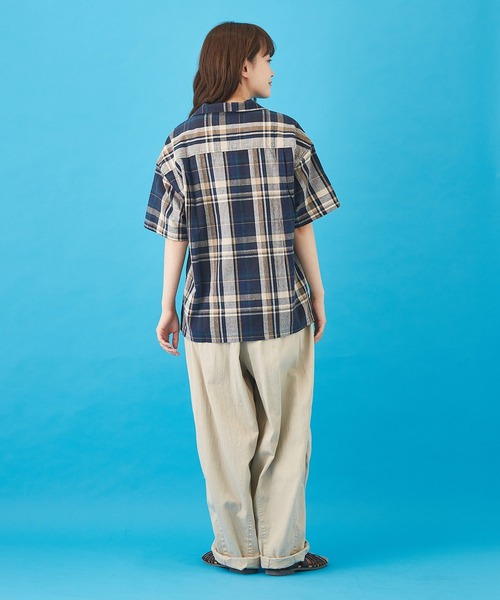 CUBE SUGAR（キューブシュガー）の「先染めチェック オープンカラーシャツ（シャツ/ブラウス・レディース・ネイビー/マルチ/ピンク/イエロー・M）」の17枚目の写真