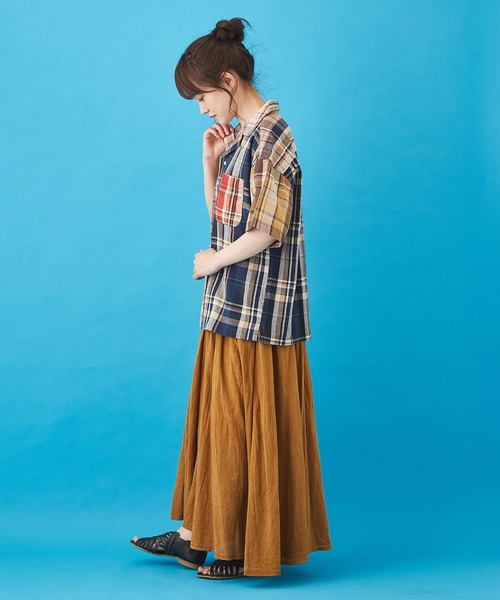 CUBE SUGAR（キューブシュガー）の「先染めチェック オープンカラーシャツ（シャツ/ブラウス・レディース・ネイビー/マルチ/ピンク/イエロー・M）」の19枚目の写真