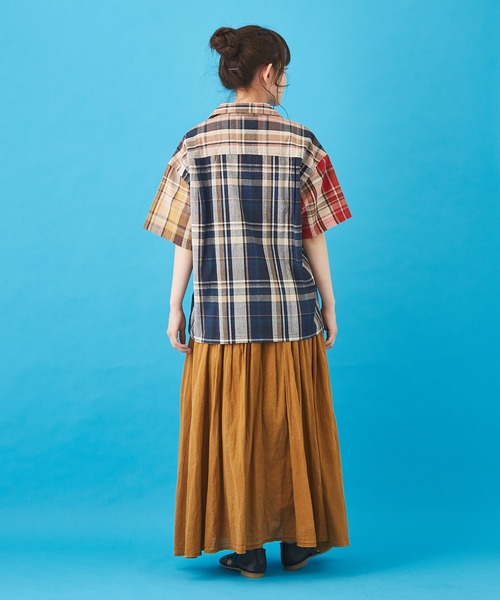 CUBE SUGAR（キューブシュガー）の「先染めチェック オープンカラーシャツ（シャツ/ブラウス・レディース・ネイビー/マルチ/ピンク/イエロー・M）」の20枚目の写真