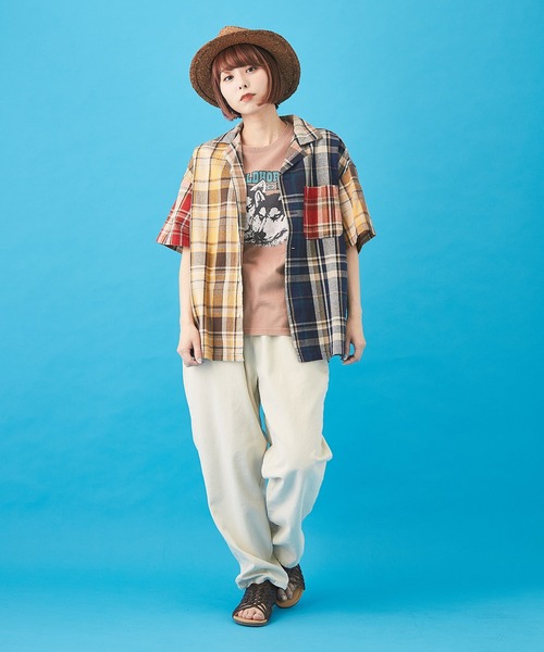 CUBE SUGAR（キューブシュガー）の「先染めチェック オープンカラーシャツ（シャツ/ブラウス・レディース・ネイビー/マルチ/ピンク/イエロー・M）」の21枚目の写真