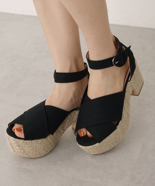 one after another NICE CLAUP(ワンアフターアナザーナイスクラップ)の「ジュートクロス サンダル(サンダル・レディース・ブラック/モカ・S/M/L/LL)」の1枚目の写真