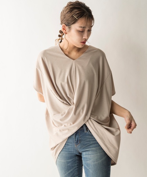 MILLION CARATS（ミリオンカラッツ）の「【STYLE4】フロントドレープカットソー（Tシャツ/カットソー・レディース・ブラック/ベージュ・FREE）」の9枚目の写真