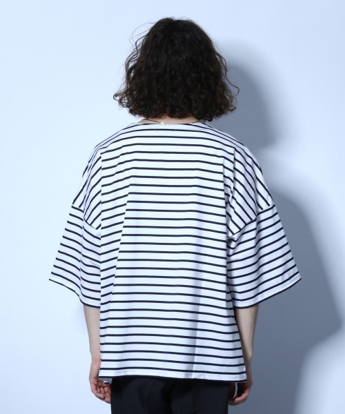 HARE（ハレ）の「BIGボーダーカットソー(HARE)（Tシャツ/カットソー・メンズ・オフホワイト/ブラウン/ブラック・FREE）」の10枚目の写真