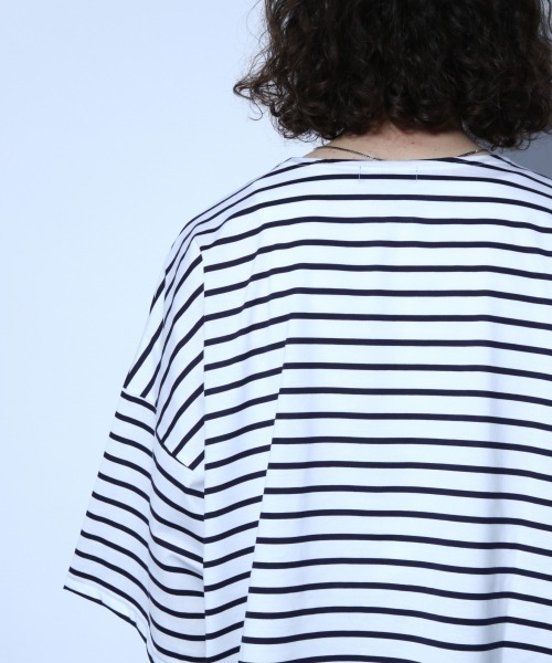 HARE（ハレ）の「BIGボーダーカットソー(HARE)（Tシャツ/カットソー・メンズ・オフホワイト/ブラウン/ブラック・FREE）」の11枚目の写真