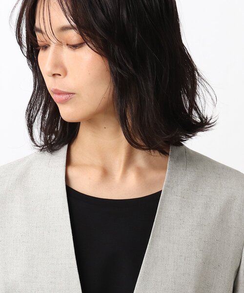 UNTITLED（アンタイトル）の「◆【洗える】ドレッサーアーステックリネンノーカラージャケット（スーツジャケット・レディース・ライトグレー/ネイビー/ベージュ・03/02/99/01/00）」の9枚目の写真