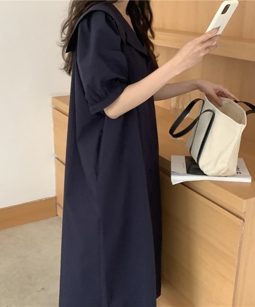 ABITOKYO(アビトーキョー)の「ボリュームスリーブ開襟シャツワンピース(ワンピース・レディース・ベージュ/ネイビー/ライトブルー・FREE)」の17枚目の写真