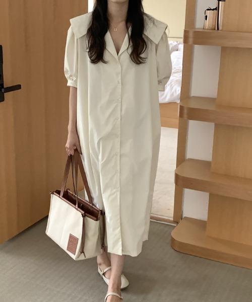 ABITOKYO(アビトーキョー)の「ボリュームスリーブ開襟シャツワンピース(ワンピース・レディース・ベージュ/ネイビー/ライトブルー・FREE)」の22枚目の写真