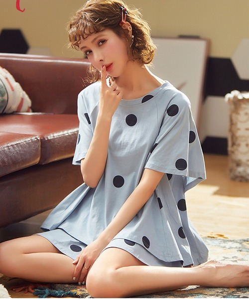 MAISON DE THERESE（メゾン ド テレーズ）の「パジャマ（ルームウェア/パジャマ・レディース・ブルー/ホワイト/C・L/XL/M）」の6枚目の写真