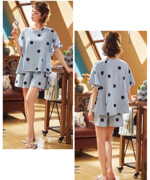 MAISON DE THERESE（メゾン ド テレーズ）の「パジャマ（ルームウェア/パジャマ・レディース・ブルー/ホワイト/C・L/XL/M）」の8枚目の写真