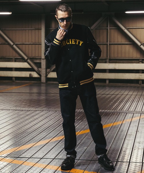Subciety 刺繍 レザー スタジャン L Subciety（サブサエティ）の「STADIUM JKT（スタジャン）」 - WEAR