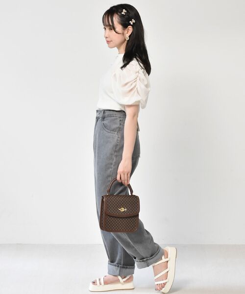 ems excite（エムズエキサイト）の「袖パワショルリブカットソー（Tシャツ/カットソー・レディース・アイボリー/ブルー/ブラック/グリーン/ライトグレー・FREE）」の6枚目の写真