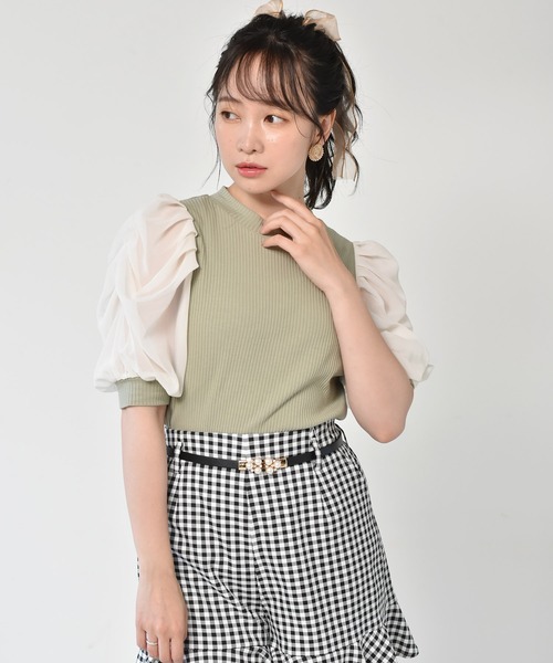 ems excite（エムズエキサイト）の「袖パワショルリブカットソー（Tシャツ/カットソー・レディース・アイボリー/ブルー/ブラック/グリーン/ライトグレー・FREE）」の5枚目の写真