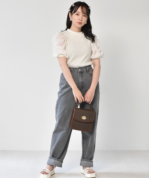 ems excite（エムズエキサイト）の「袖パワショルリブカットソー（Tシャツ/カットソー・レディース・アイボリー/ブルー/ブラック/グリーン/ライトグレー・FREE）」の9枚目の写真