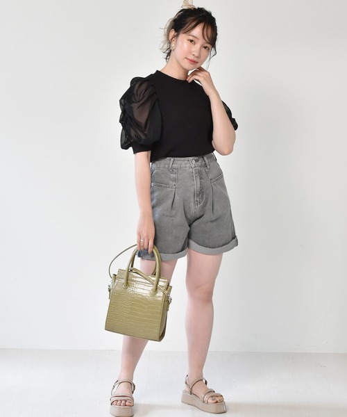 ems excite（エムズエキサイト）の「袖パワショルリブカットソー（Tシャツ/カットソー・レディース・アイボリー/ブルー/ブラック/グリーン/ライトグレー・FREE）」の11枚目の写真