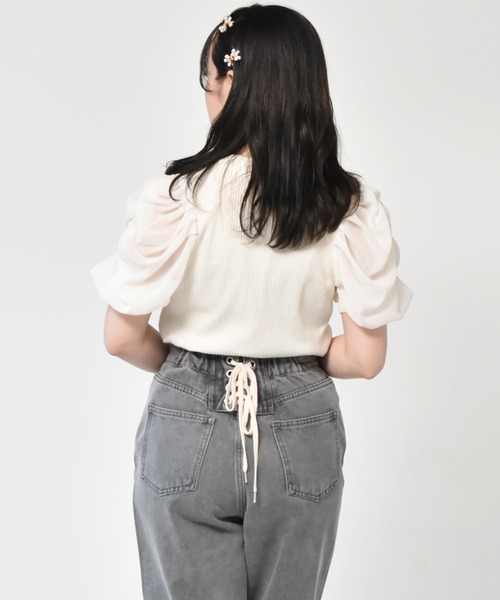 ems excite（エムズエキサイト）の「袖パワショルリブカットソー（Tシャツ/カットソー・レディース・アイボリー/ブルー/ブラック/グリーン/ライトグレー・FREE）」の19枚目の写真