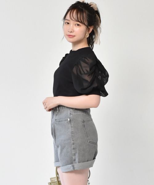 ems excite（エムズエキサイト）の「袖パワショルリブカットソー（Tシャツ/カットソー・レディース・アイボリー/ブルー/ブラック/グリーン/ライトグレー・FREE）」の20枚目の写真