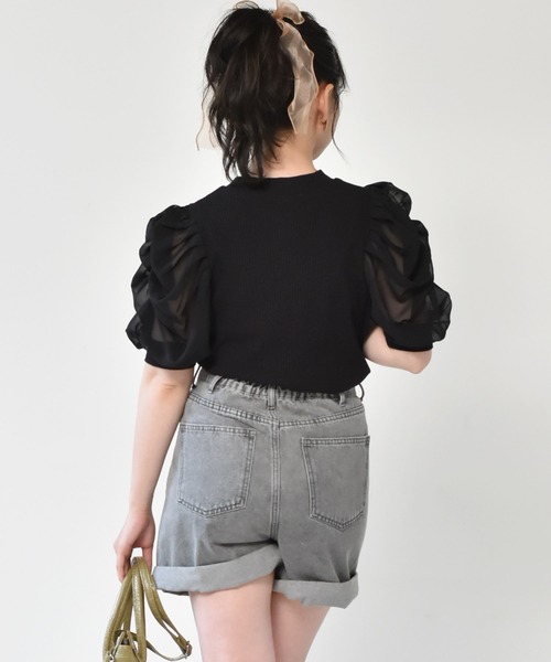 ems excite（エムズエキサイト）の「袖パワショルリブカットソー（Tシャツ/カットソー・レディース・アイボリー/ブルー/ブラック/グリーン/ライトグレー・FREE）」の21枚目の写真